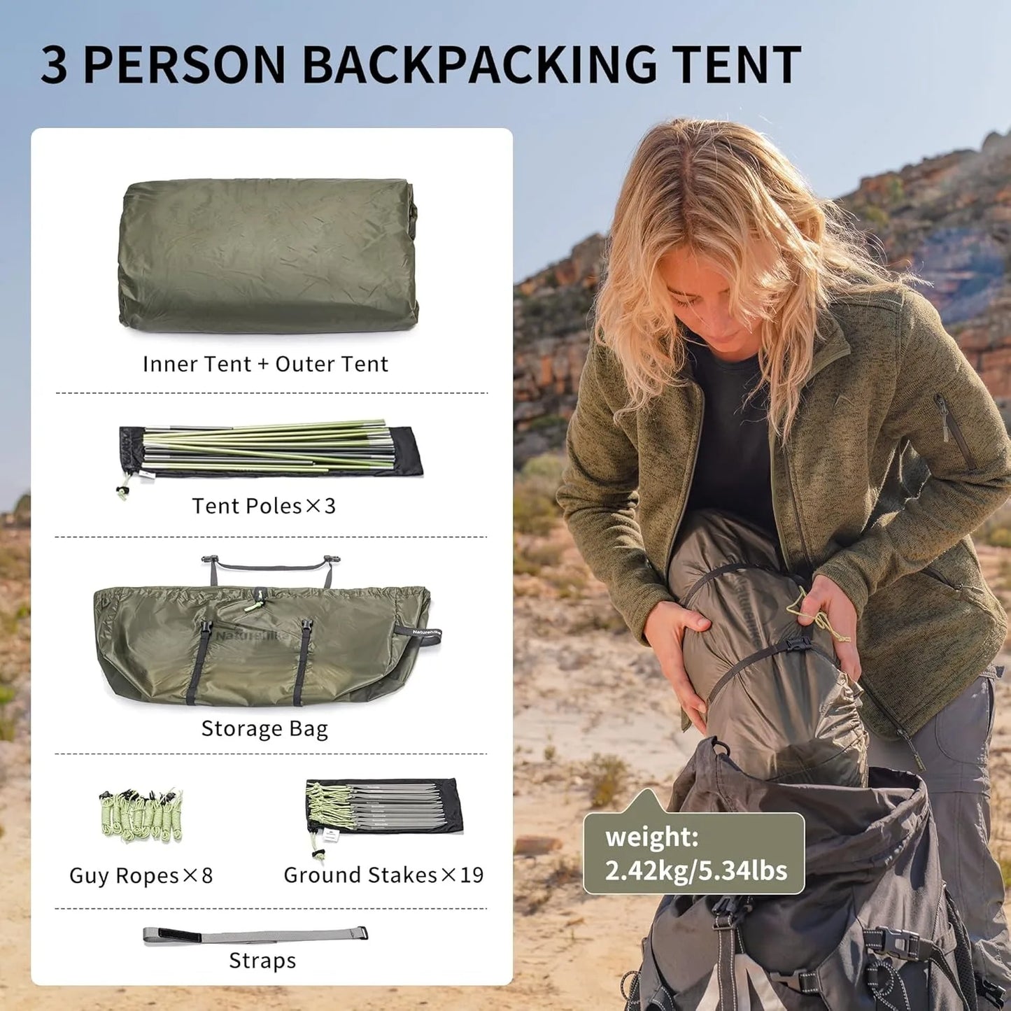 Naturehike Opalus UL Tunnel Tent 4-Season Lightweight Hiking