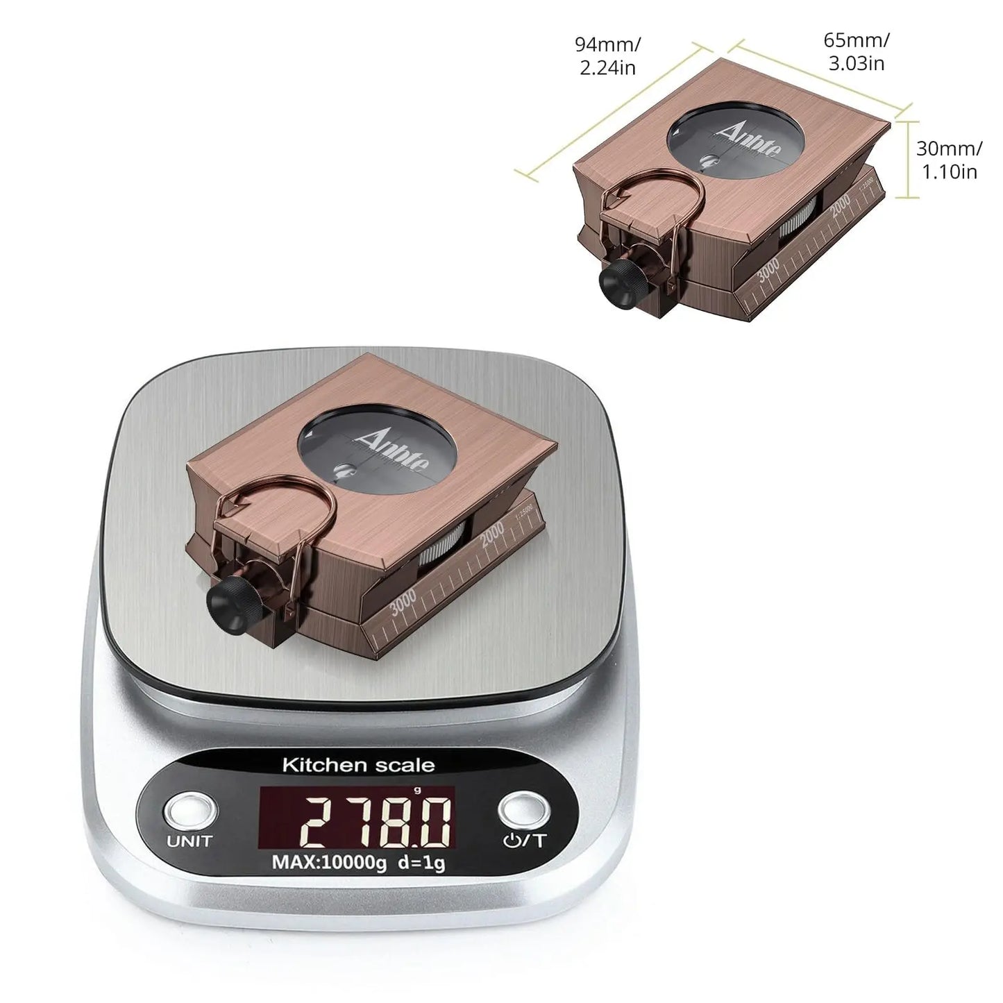 Compass Hiking Survival, IP65 Waterproof Metal Compass with Sighting Clinometer and Carry Bag, Multifunctional, Professional