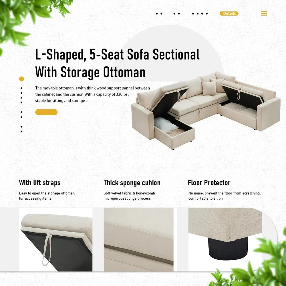 DAFIFY Cloud U-Shaped Sectional Sofa With Pull-Out Bed