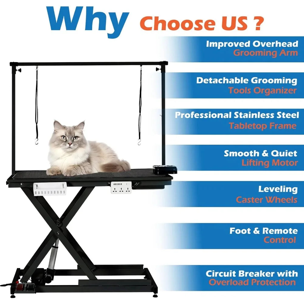 50'' Professional Electric Dog Grooming Table, Pet Grooming Table for Large Dogs Heavy Duty Height Adjustable with Dog Grooming