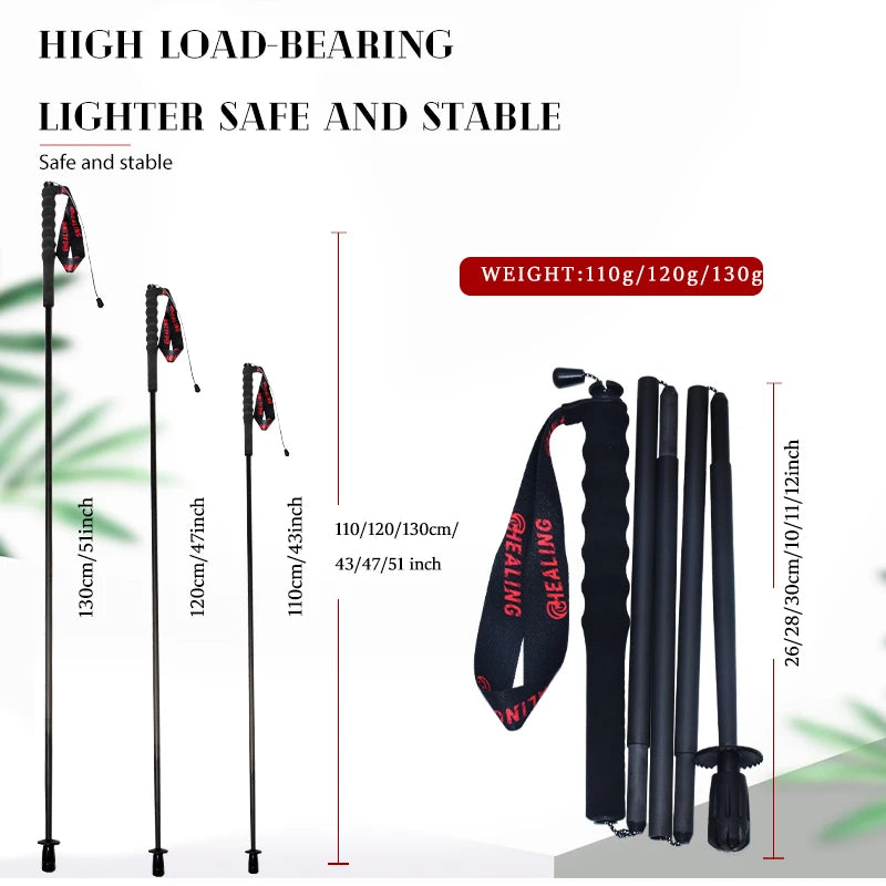 OKHEALINGCN Ultra Light Carbon Fiber Trekking Poles Folding
