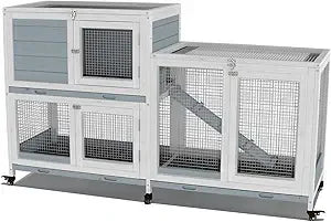 Wooden Indoor Bunny Hutch On Wheels For Small Animals