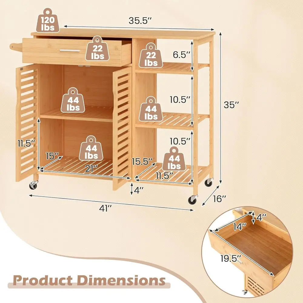 DAFIFY Rolling Kitchen Island Cart With Butcher Block