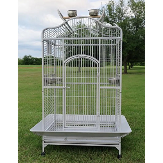 Extra Large Wrought Iron Open/Close Play Top Bird Parrot Cage with Metal Seed Guard Solid Metal Feeder Nest Doors Overall Dimen
