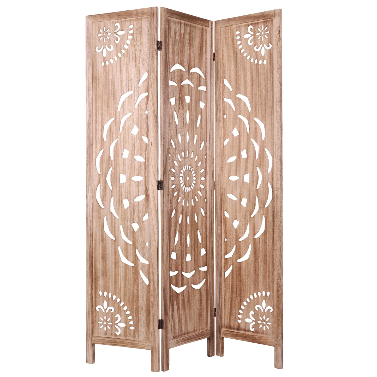 LAIMANEI Boho Wood Room Divider Privacy Screen Indoor Patio