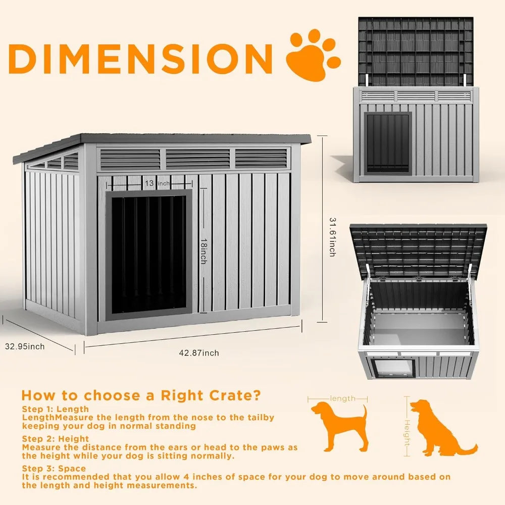 XMSJ Large Weatherproof Dog House With Removable Roof