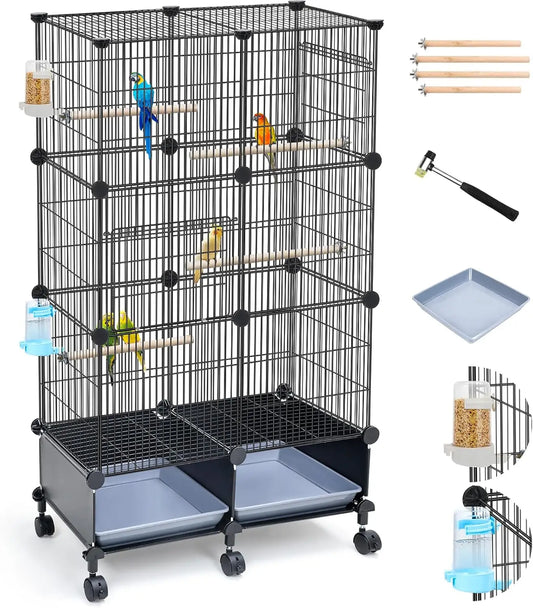 Parrot Cage With Wood Perches And SlideOut Tray Access