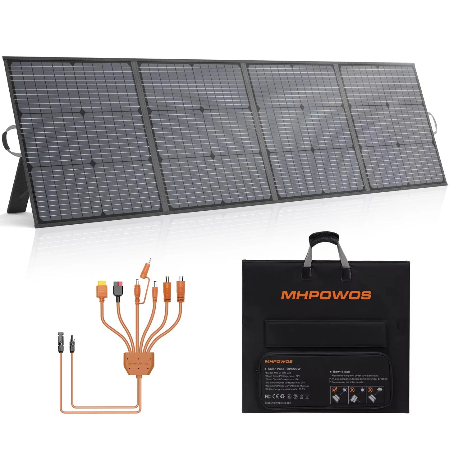 MHPOWOS 220W Foldable Solar Panel Charger For Outdoor Use