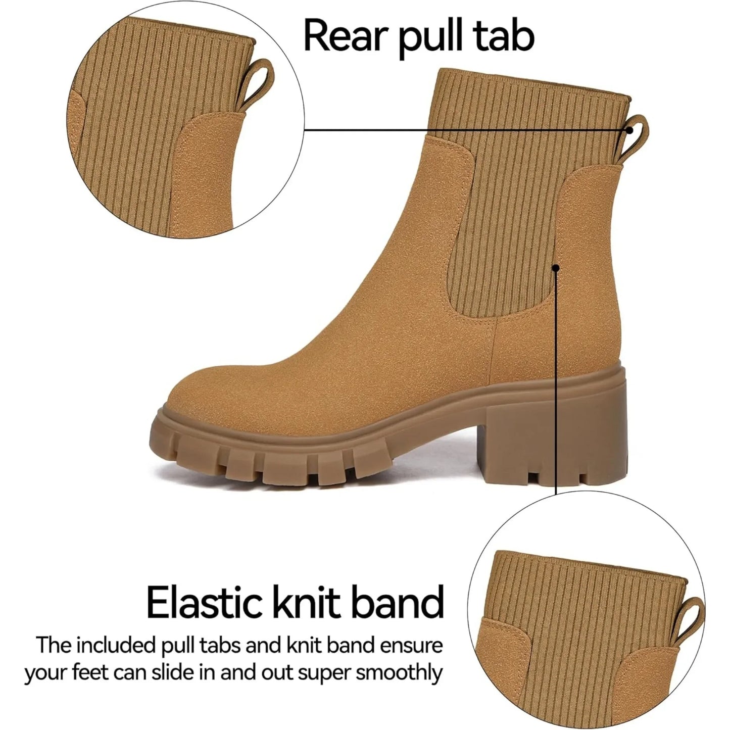 Women's Chelsea Boots Slip On Platform Lug Sole Booties