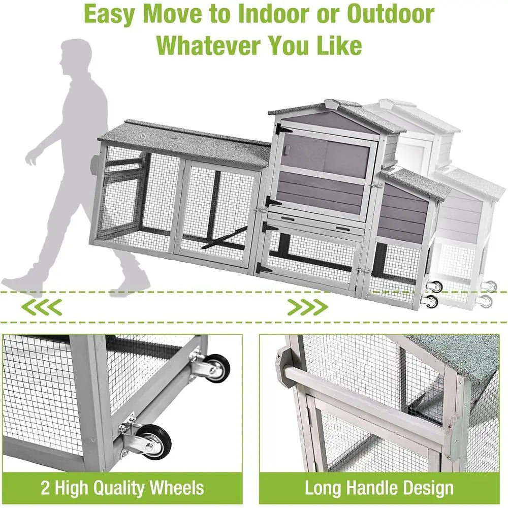 Outdoor Hen House Nesting Box Expandable Wooden Poultry Cage