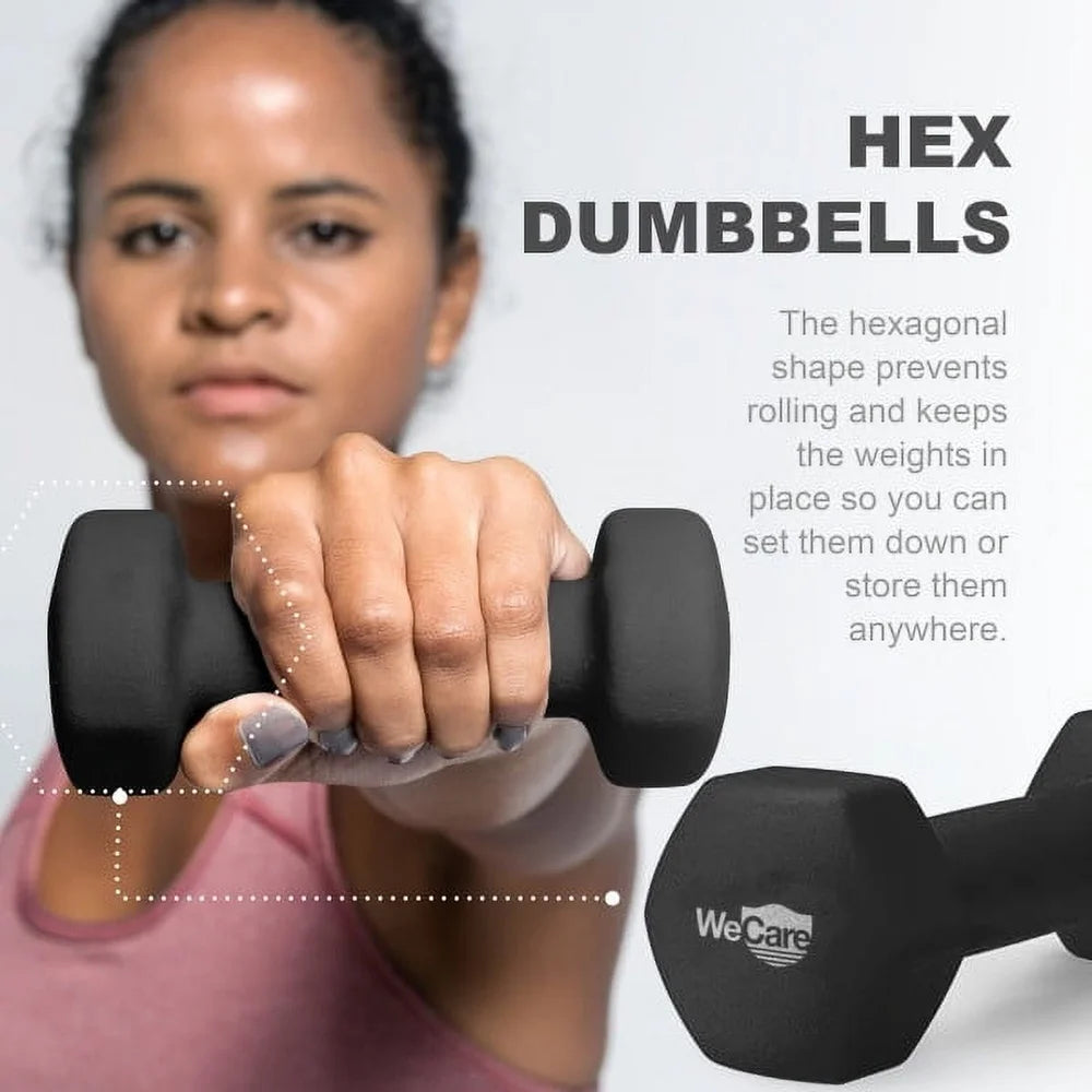 Hex Neoprene Dumbbell Pair Two Pound Anti-Slip Ergonomic Home Gym