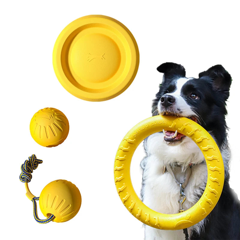 EVA Durable Dog Toys 4 Pack Flying Disc Ball Rope