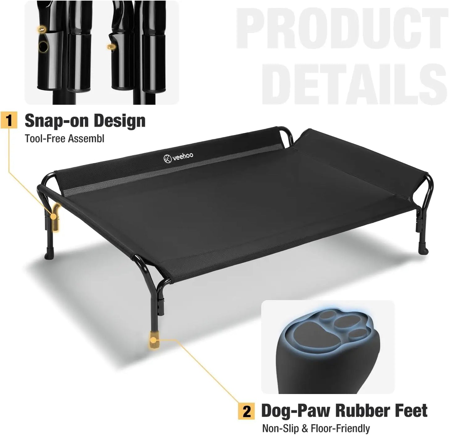 Veehoo Elevated Dog Bed Guardrail And Slope Headrest