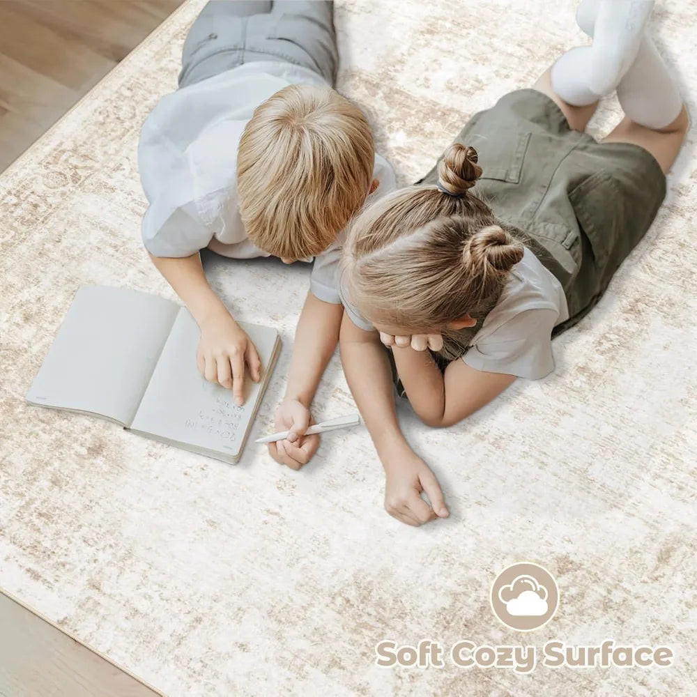 Vintage Boho Medallion Area Rug Washable Low Pile Non Slip