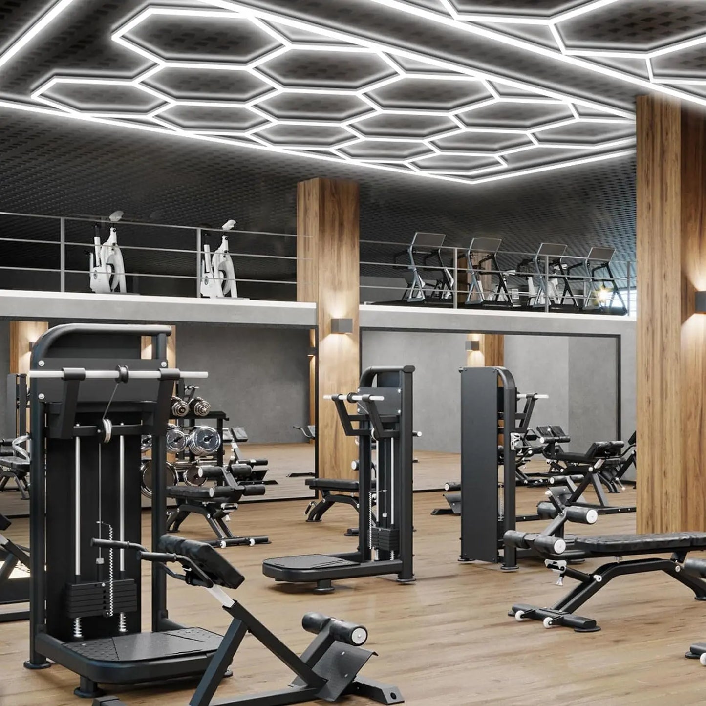 Hexagon Garage LED Light Honeycomb Grid