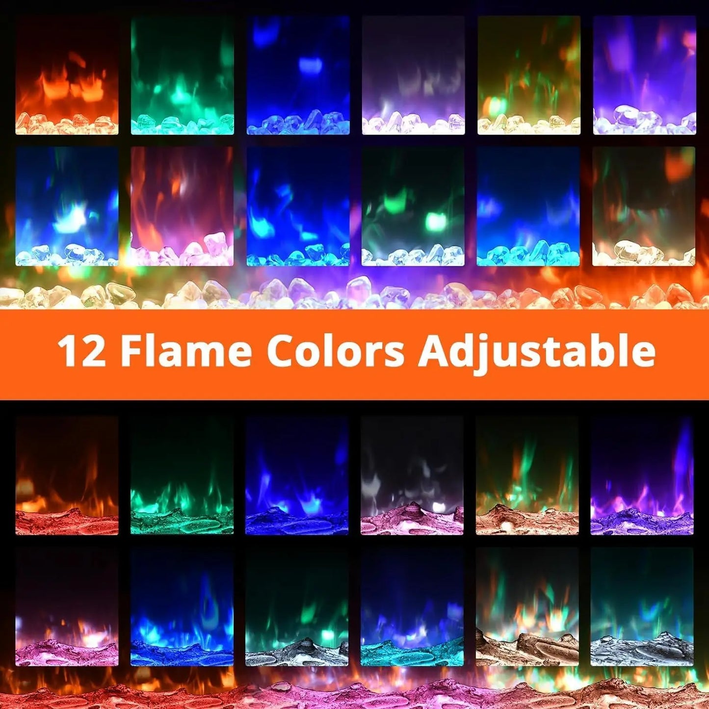 Acekool Electric Fireplace With Remote Touch Screen Wall Mount