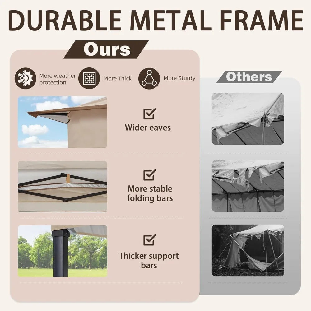 11x11 Pop Up Gazebo Tent with Mosquito Netting – Quick Set Up, Water-Resistant Outdoor Canopy for Patio, Garden, Backyard, and