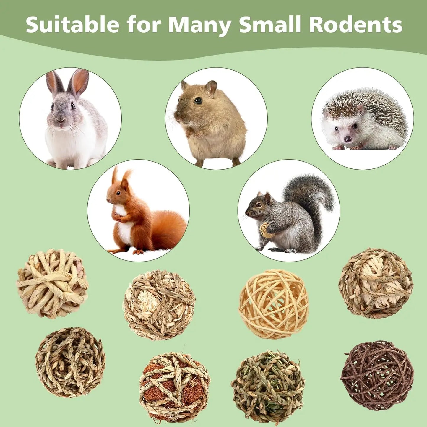 Natural Grass Chew Balls for Rabbits and Small Pets