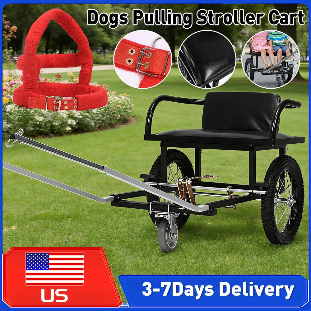 40-60KG Dog Pulling Stroller Cart Pet Walking Car with Seat Double Brake Pet Trailer for Medium Large Dogs Outdoor Shopping New
