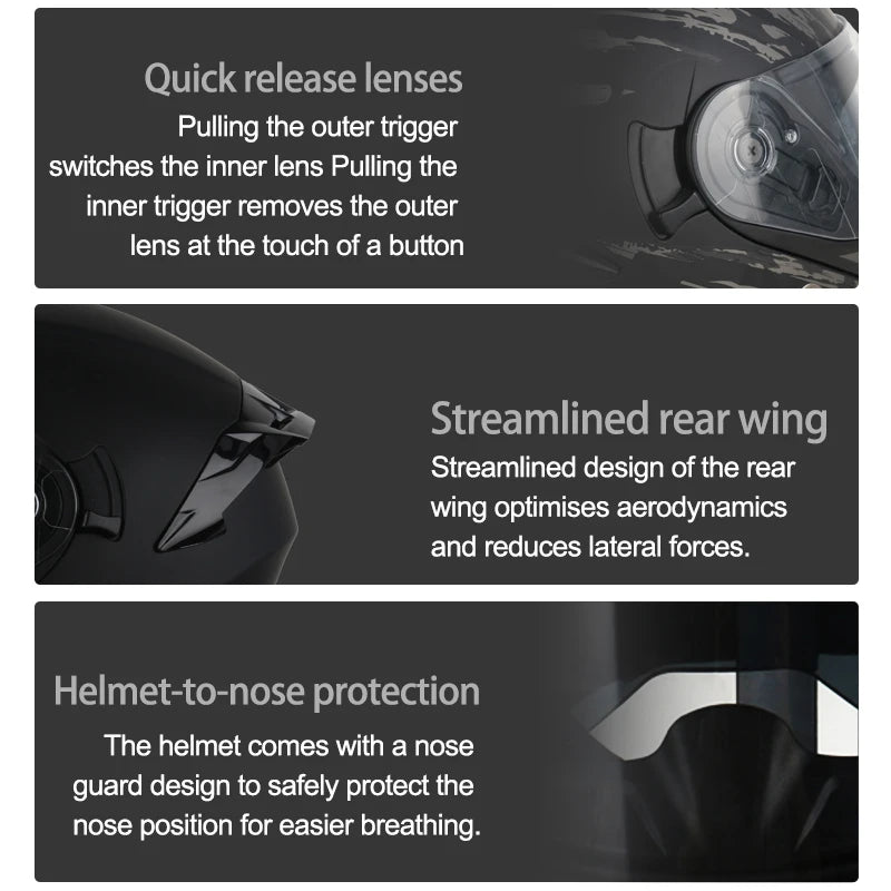 UCHOOSE DOT Motorcycle Helmet Four Seasons Off Road Modular