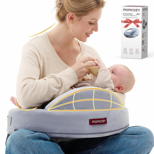 Ergonomic Nursing Pillow with Safety Fence - Firm Memory Foam, Adjustable & Washable Cover for Comfortable Breastfeeding