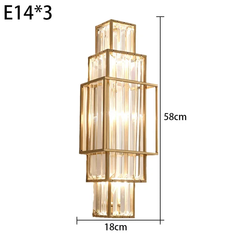 Crystal Glass Wall Lamp, Modern Geometric Indoor Lighting