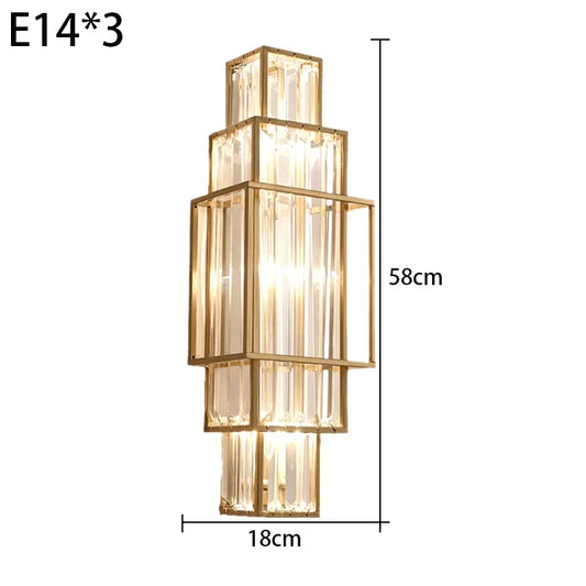 Crystal Glass Wall Lamp, Modern Geometric Indoor Lighting