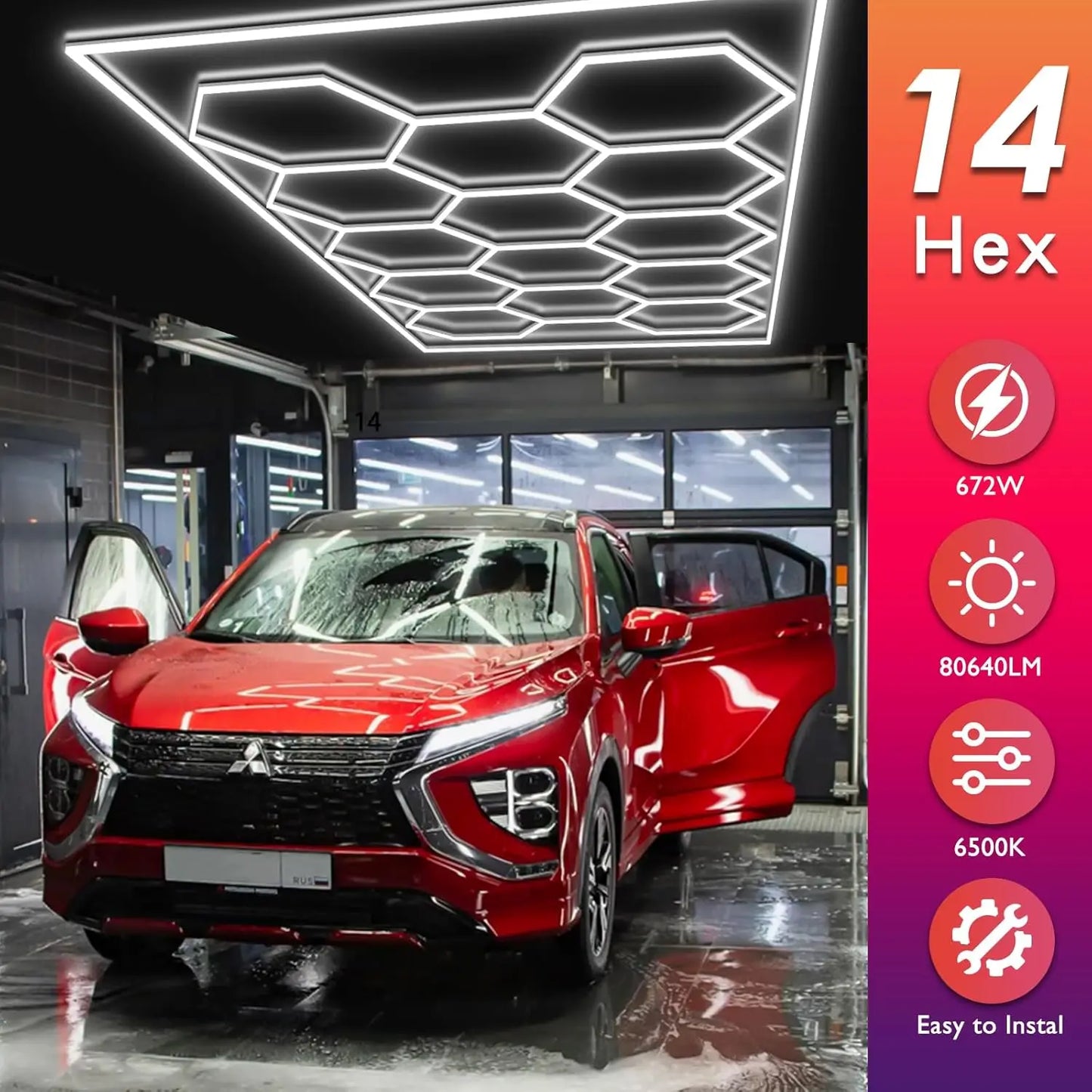 Hexagon Garage LED Light Honeycomb Grid