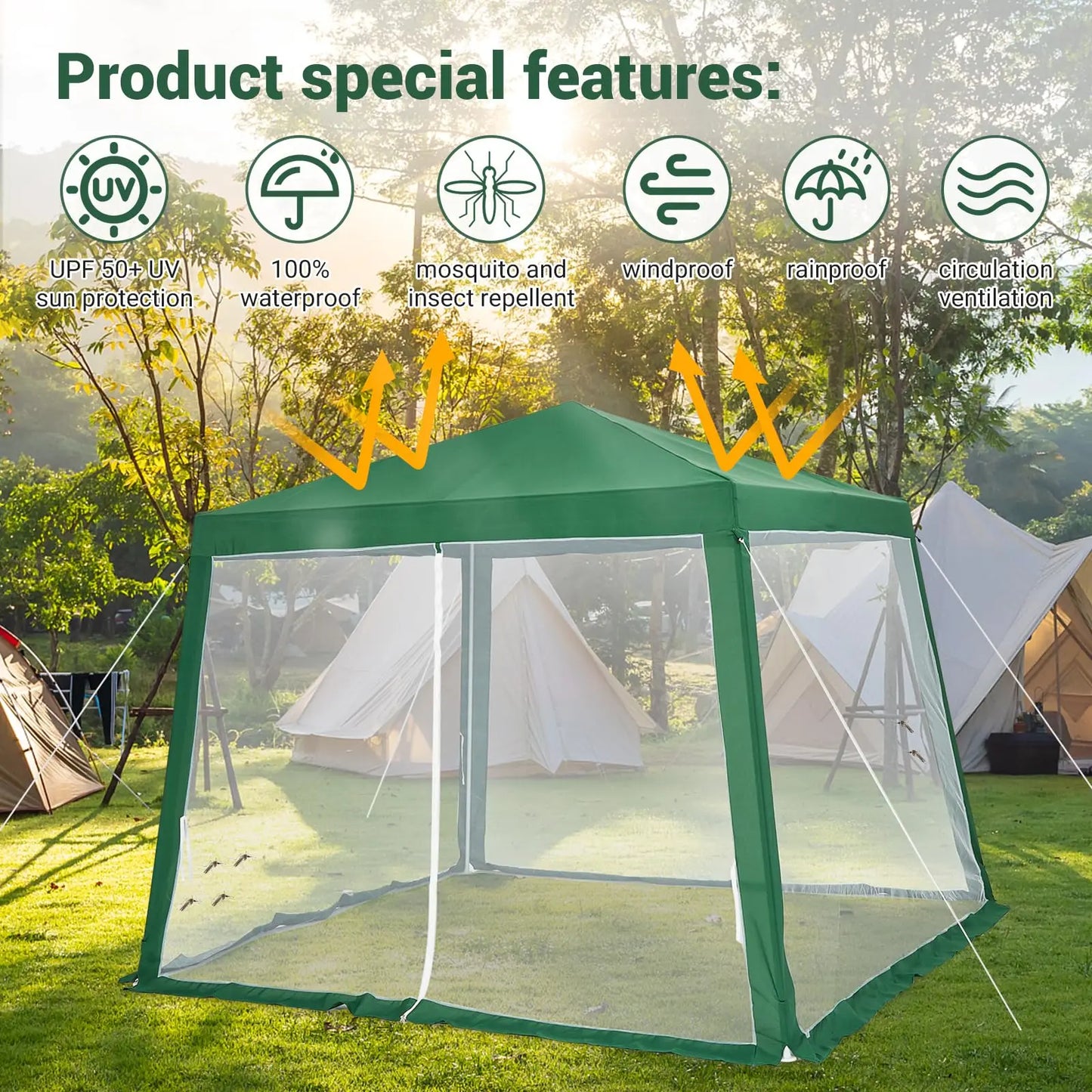 Pop Up Tent With Mosquito Net For Outdoor Family Camping