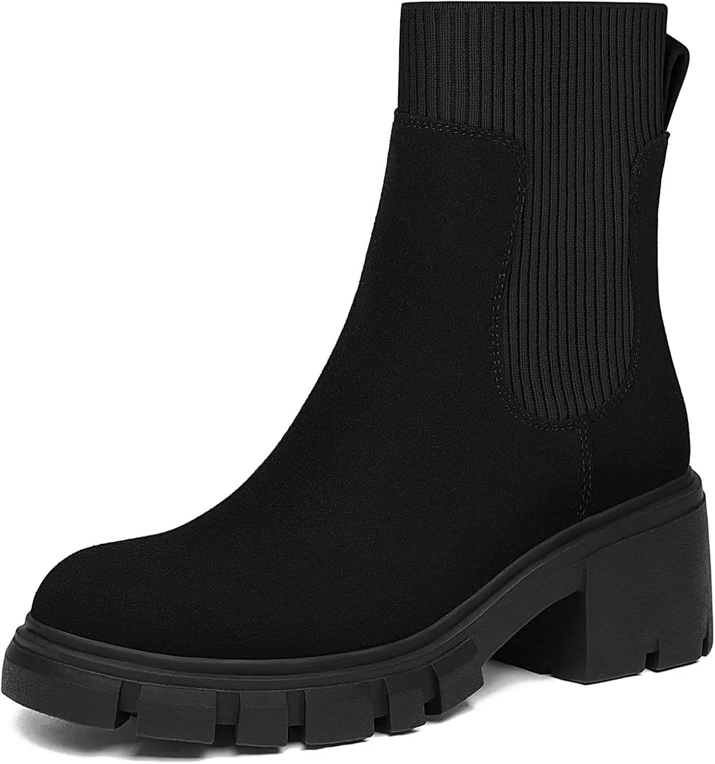 Women's Chelsea Boots Slip On Platform Lug Sole Booties