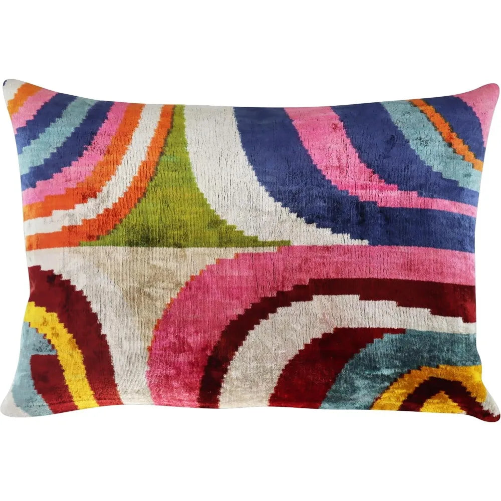 Colorful Silk Velvet Throw Pillow With Down Feather Fill