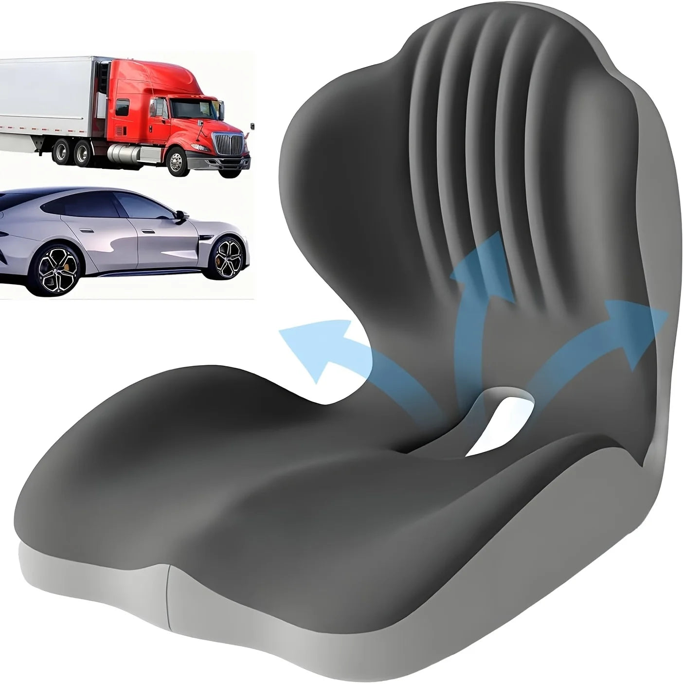 Hip & Lumbar Integrated Support Pillow, Breathable Memory Foam Cushion For Office & Car Long Sitting