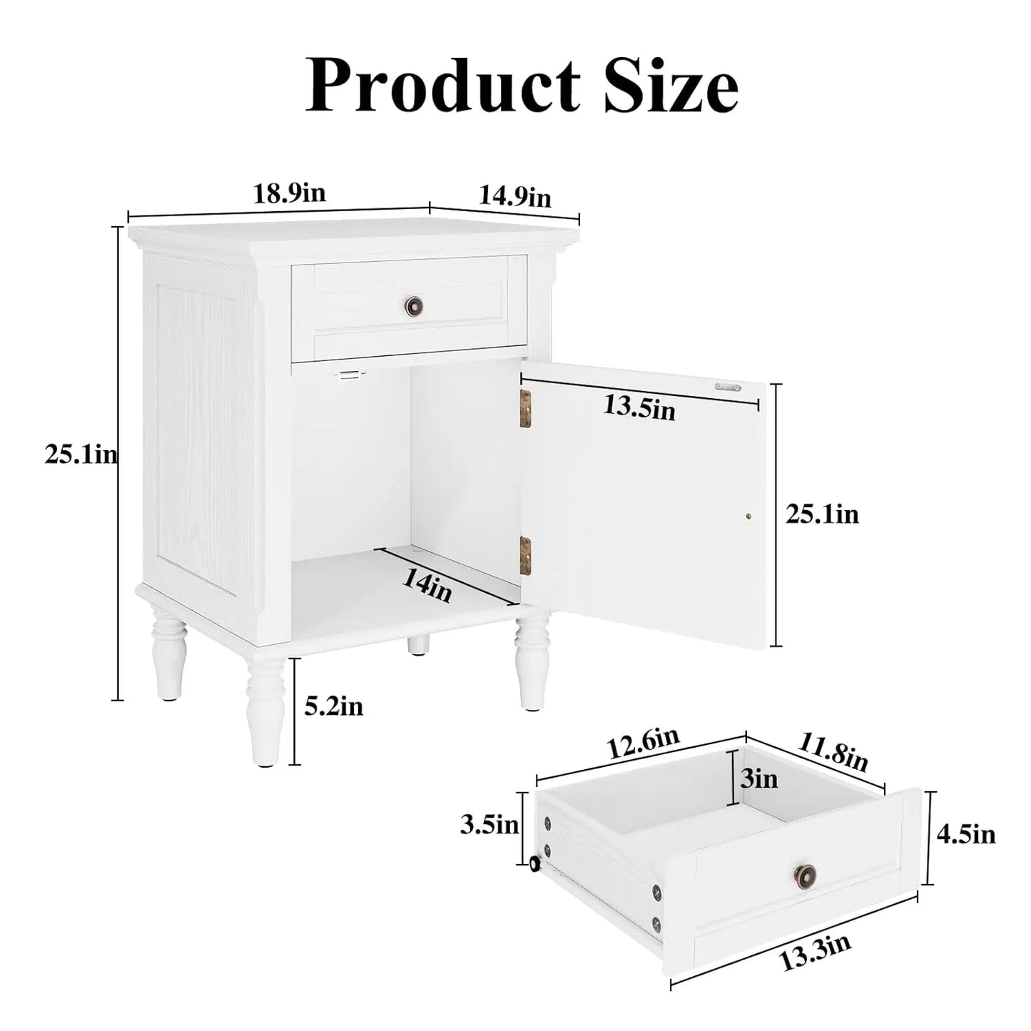HUANZHUANG Nightstands Set Of Two Wood Bedside Tables With Drawer