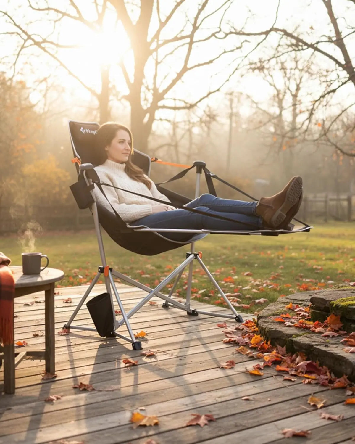 Portable Folding Hammock Chair With Footrest For Outdoors 400lbs Capacity