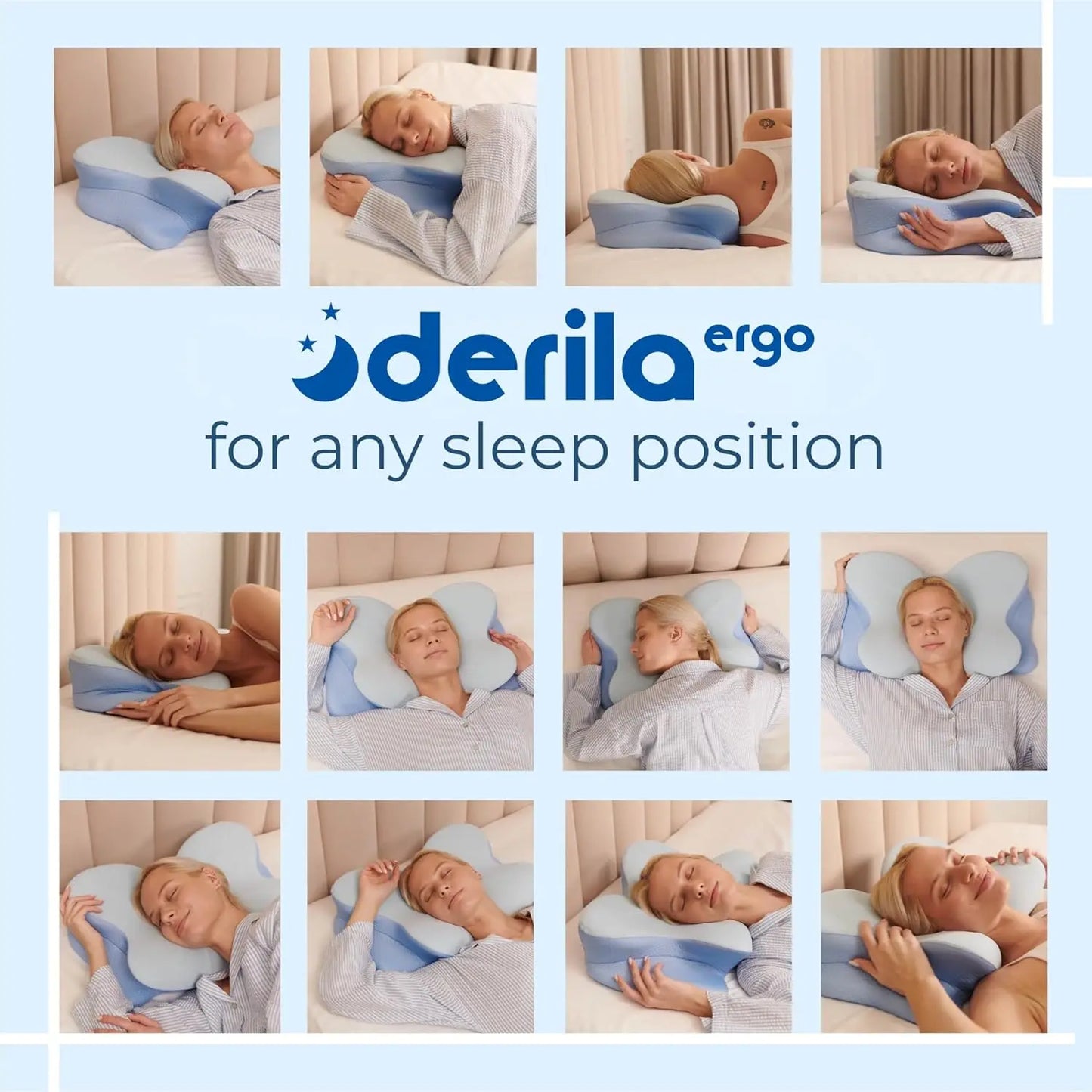 Ergonomic Cervical Neck Pillow for Sleeping, Memory Foam Contour Design for Back and Side Sleepers, 21.25x14.17x4.72 Inches
