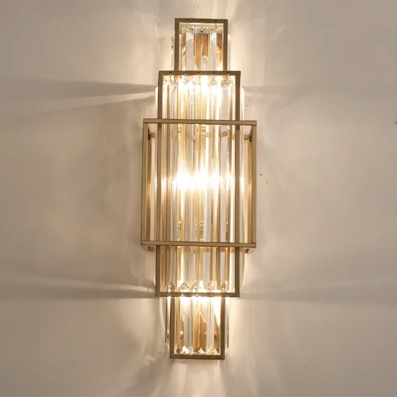 Crystal Glass Wall Lamp, Modern Geometric Indoor Lighting