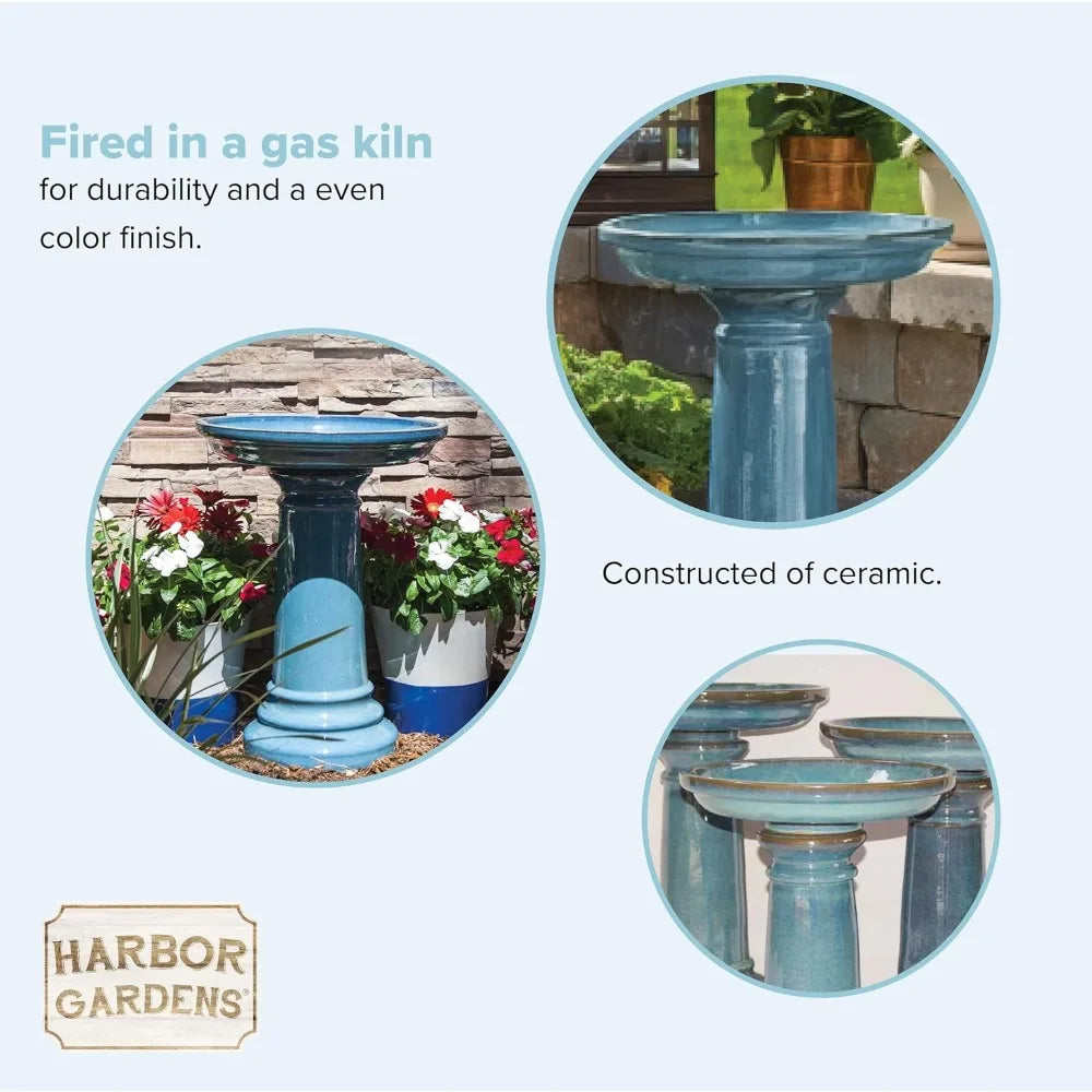 Durable Ceramic Bird Bath For Outdoor Use Weatherproof Garden Feature