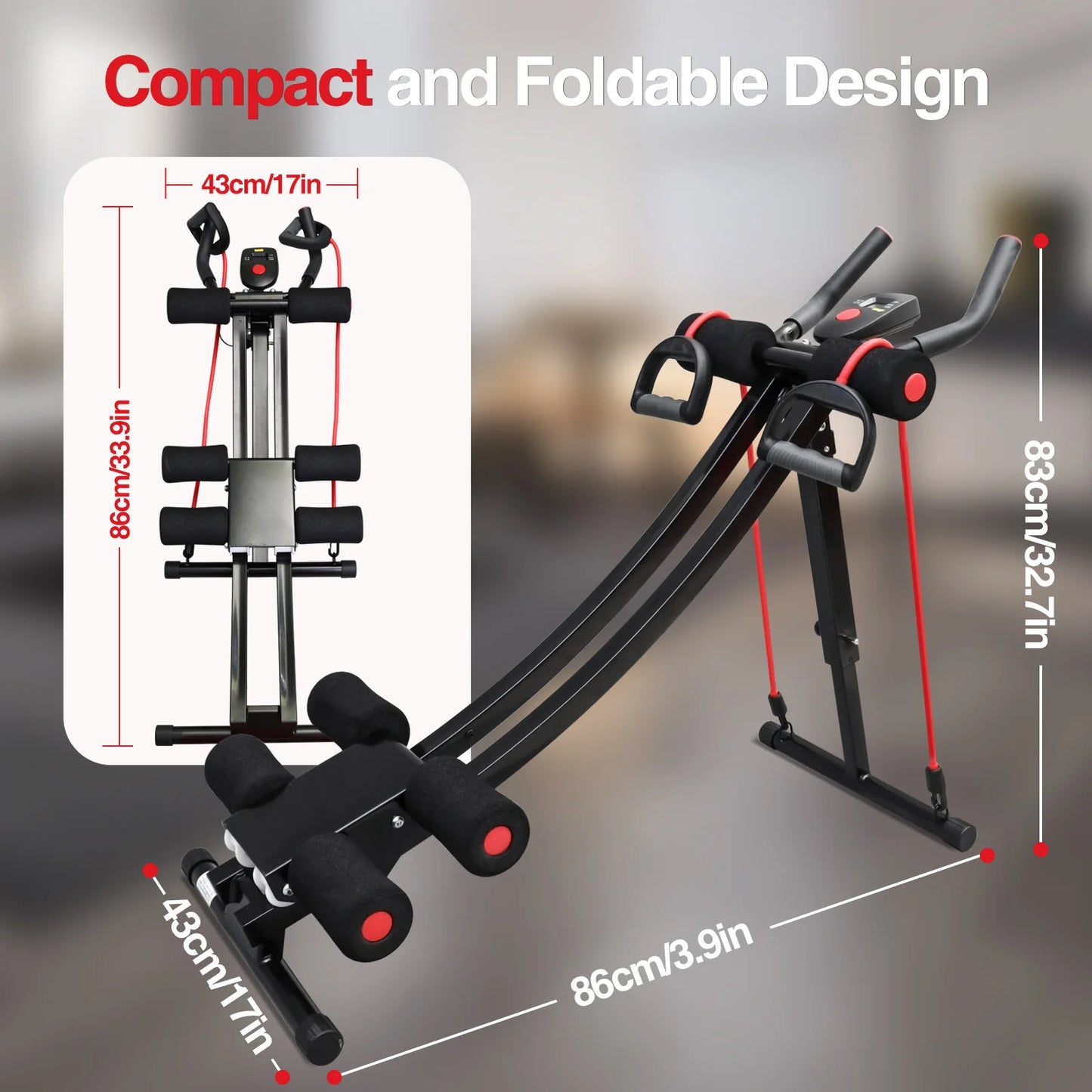 GIKPAL Foldable Ab Machine for Home Gym with LCD Display