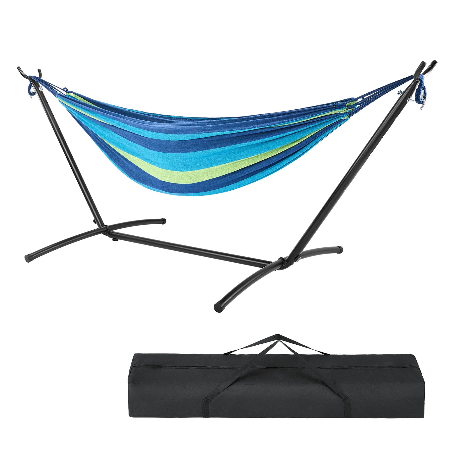 JHK Double Hammock With Space Saving Steel Stand Two Person