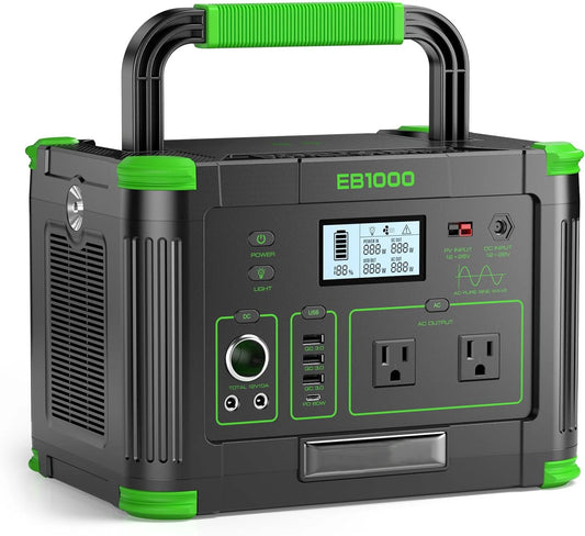 Portable Power Station 999Wh 1000W For Camping Wireless Charger