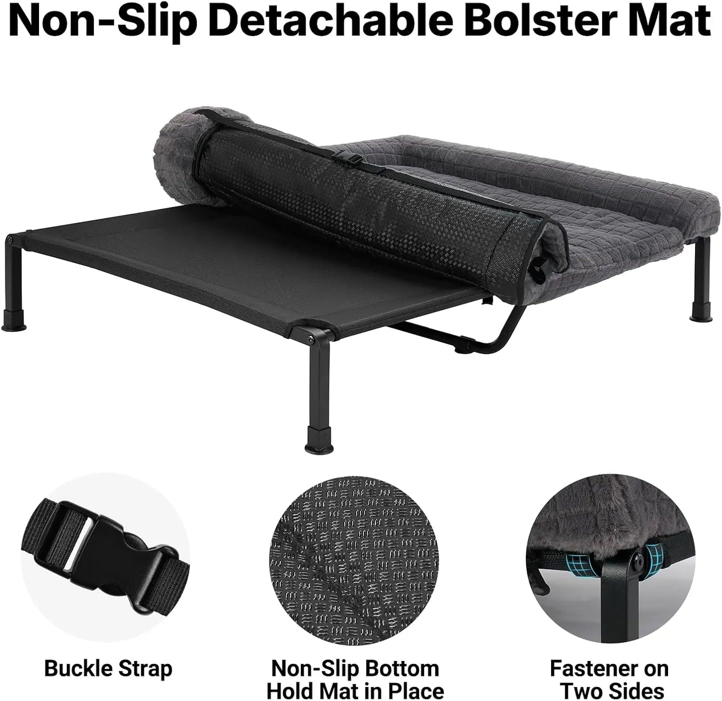 Elevated Dog Bed Large Sized with Fluffy Plush Bolster Cushion, Washable Orthopedic Dog Couch Bed, Cooling Raised Pet Cot