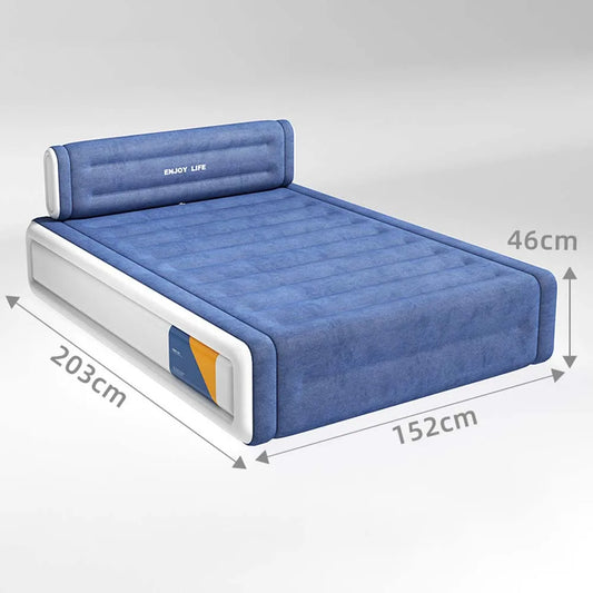 Flock Mattress Home Camping Car Rest Sleeping Bed Built-in Inflator Pump Automatic Inflatable Air Mat Folding Lazy Sofa Cushion