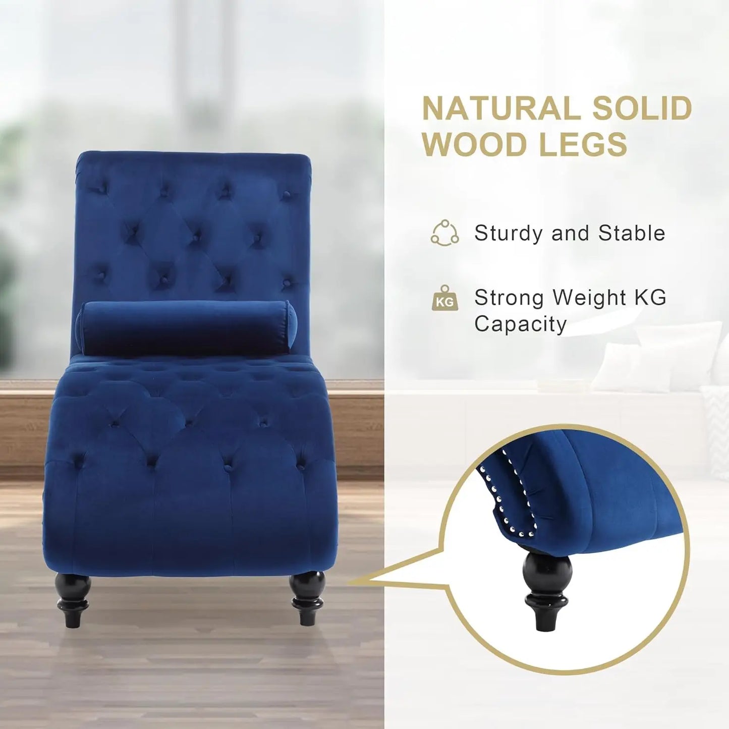 Velvet Chaise Lounge Indoor Upholstered Chair With Pillow
