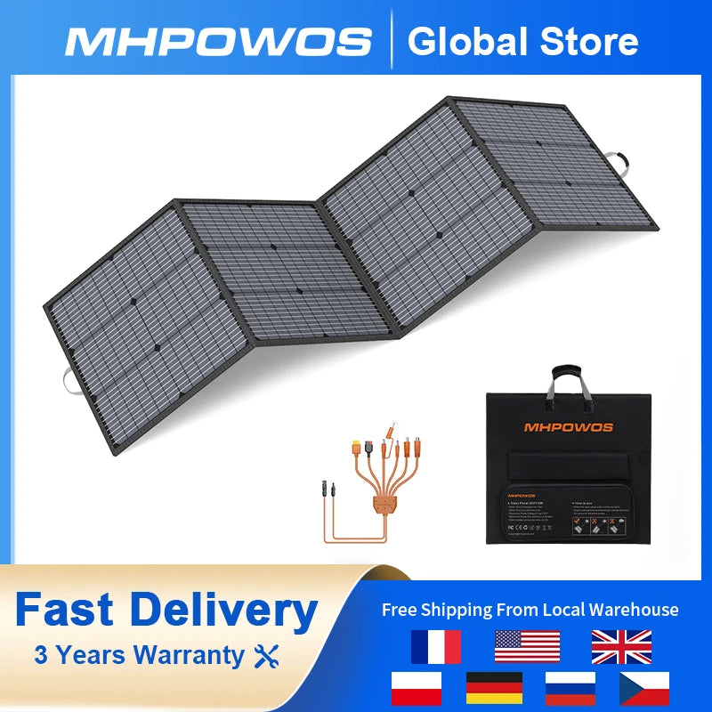 MHPOWOS 220/400W Lightweight Portable Solar Panel , Foldable Solar Panel with Kickstands for RV,Camping, Off Grid System