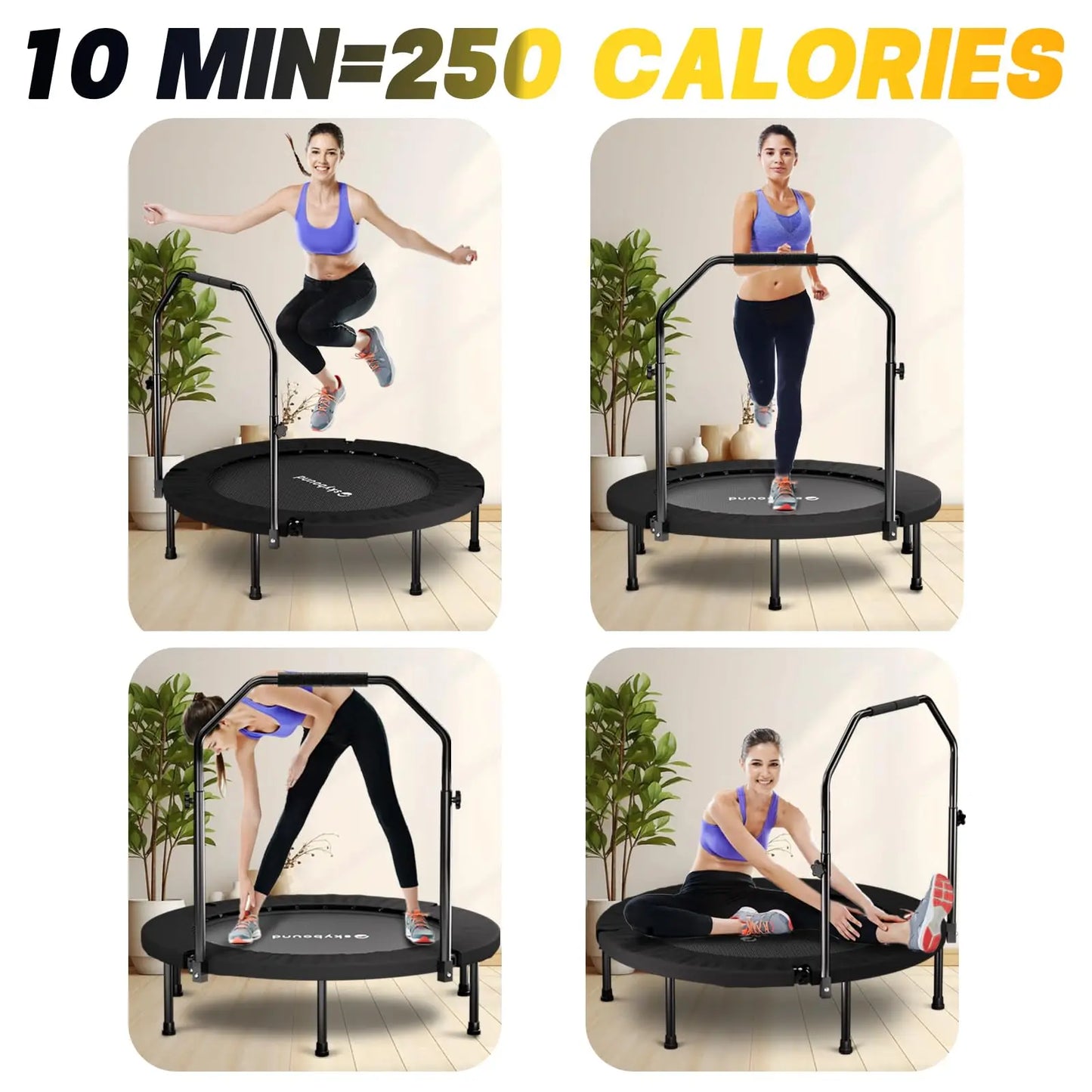 Rebounder Trampoline For Adults With Adjustable U-Bar Handle