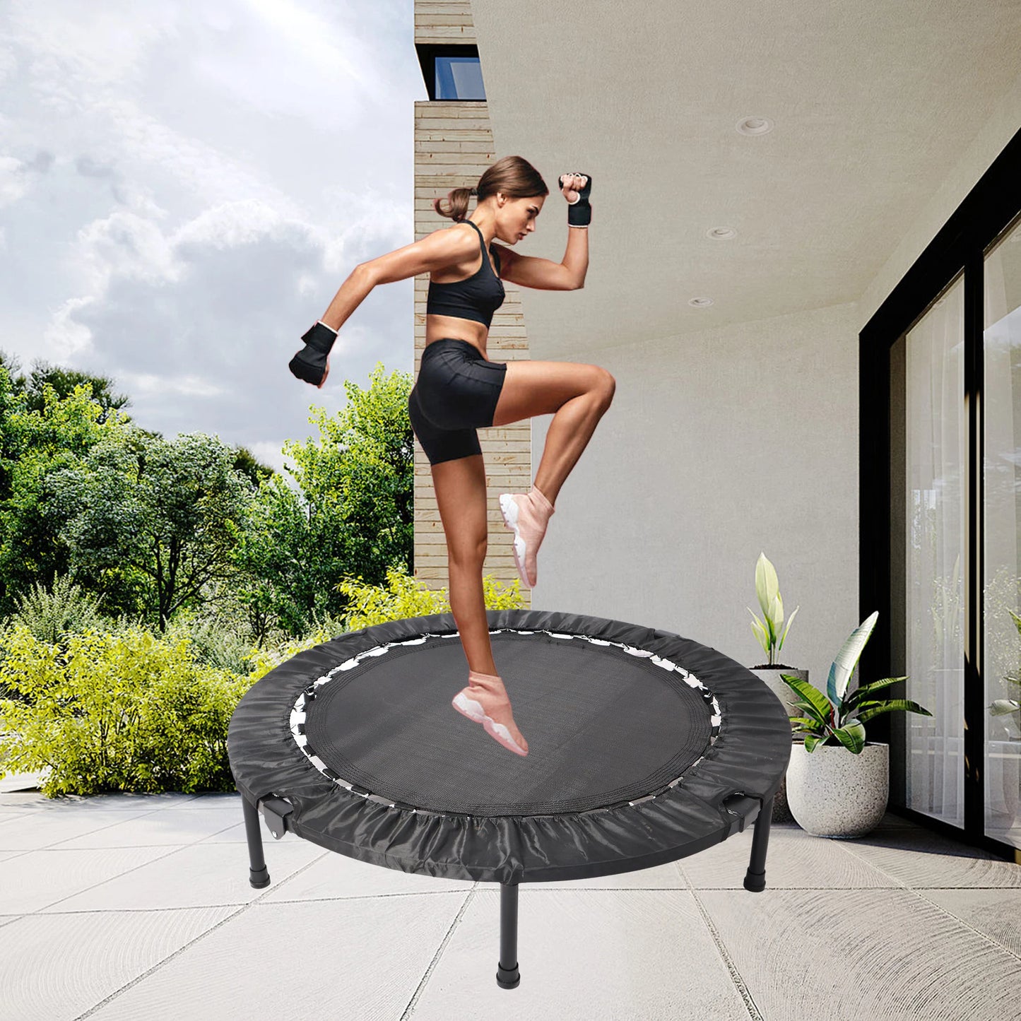 NONED Foldable Mini Exercise Trampoline Rebounder for Home Workout
