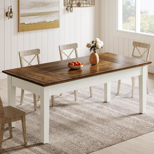 Modern Farmhouse Dining Table With Solid Wood Legs