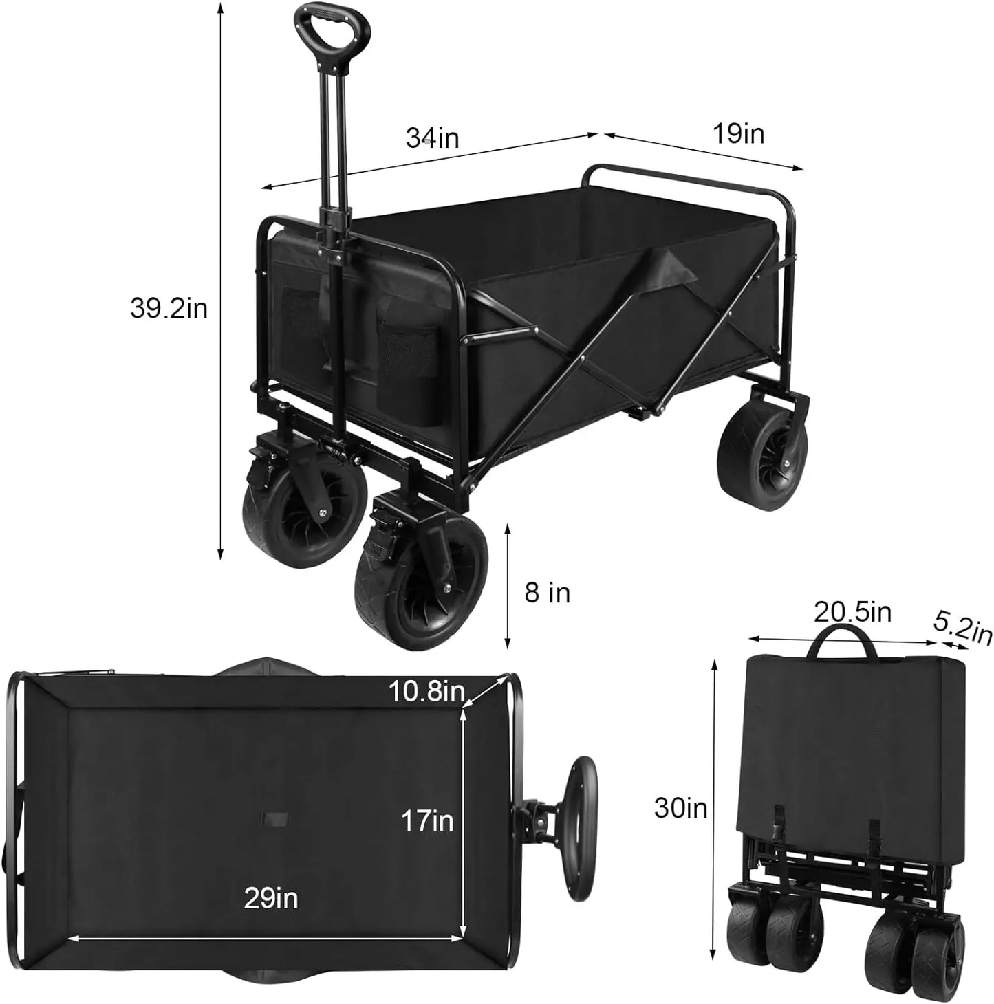 NONEL Folding Wagon With Wheels For Camping And Outdoor Use