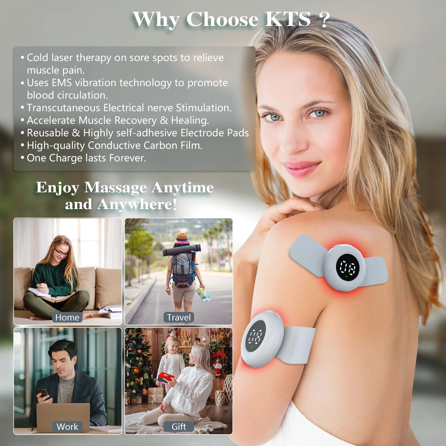 KTSDropshipping Tens Muscle Stimulator With Near Infrared EMS Therapy