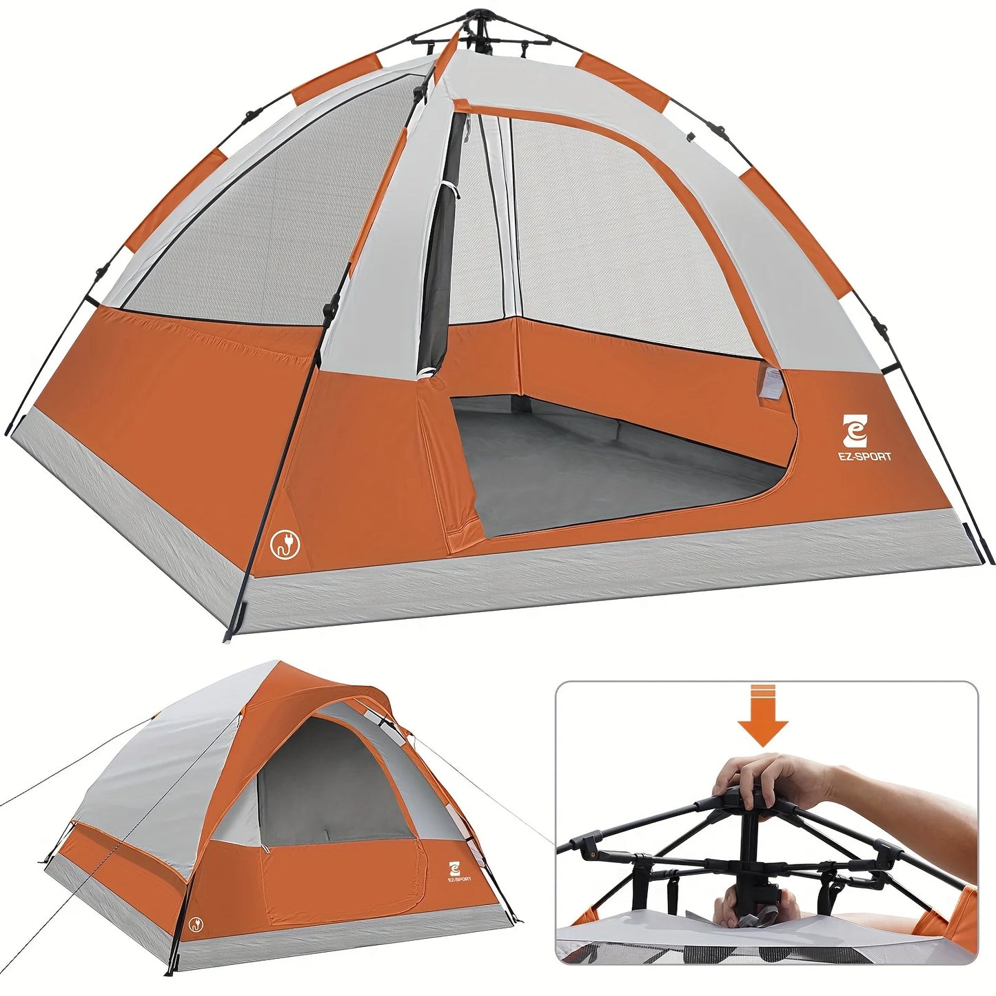 Pop Up Camping Tent - 4 Person Instant Easy Set Up Tent with Removable Rain Fly, Waterproof Windproof for Outdoor Camping